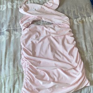 Pink Mini Dress With Cross Top